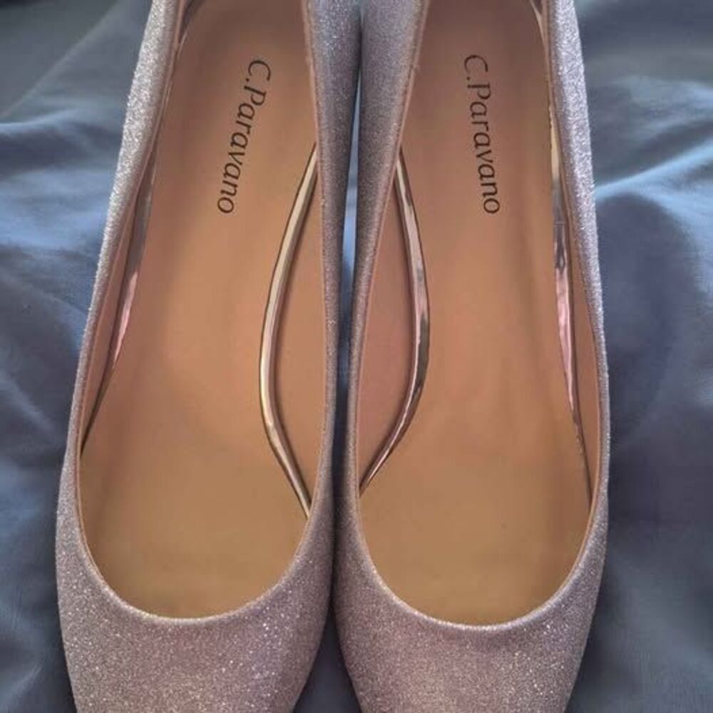 C.Paravano Sparkly Pointed Toe Heel Glitter Heel … - image 5